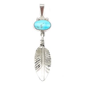 Turquoise & Feather Pendant (click for color shades available)