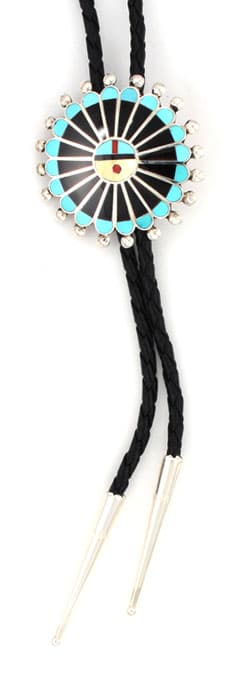 Zuni Sunface Bolo Tie