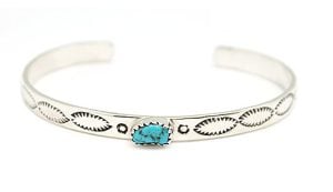 Turquoise Narrow Stamped Bracelet