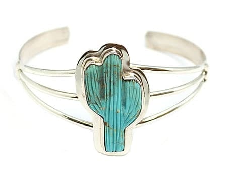 Carved Turquoise Cactus Bracelet