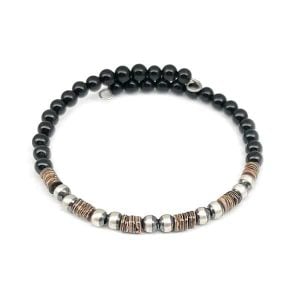 Onyx Heishi Memory Wire Bracelet