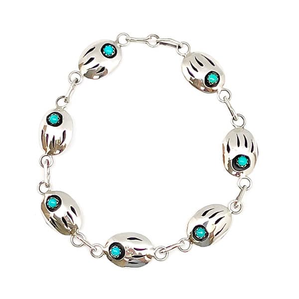 Turquoise Bear Paw Link Bracelet