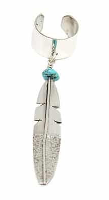 Feather with Turquoise Ear Cuff