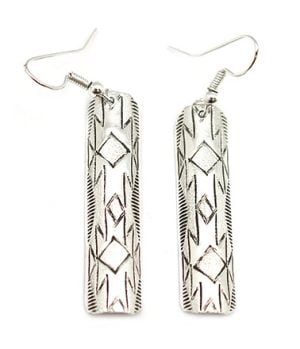 All Silver Stamped Etched Earrings