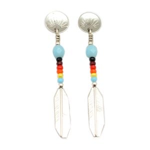 Beaded Feather Post Earring