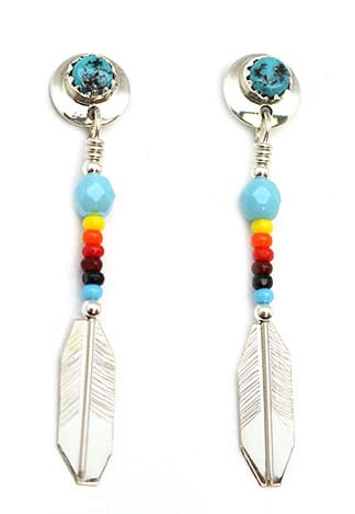 Beaded Feather Earrings