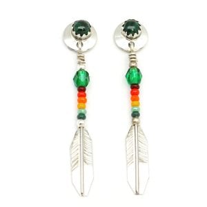 Beaded Earring with Feather (click for colors availble)