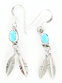 Turquoise and Feather Earring
