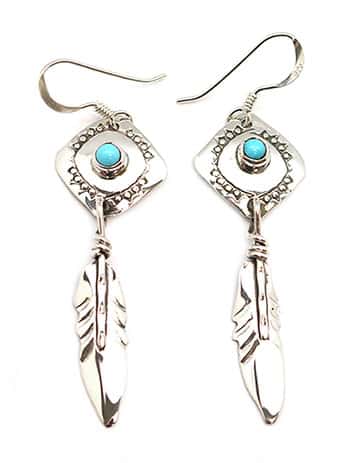 Turquoise Feather Earring