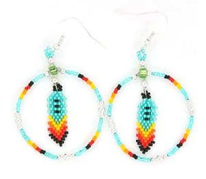 Beaded Feather Earrings (click for main colors available)
