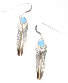 Opal & Brass Feather Earring (click for colors available)