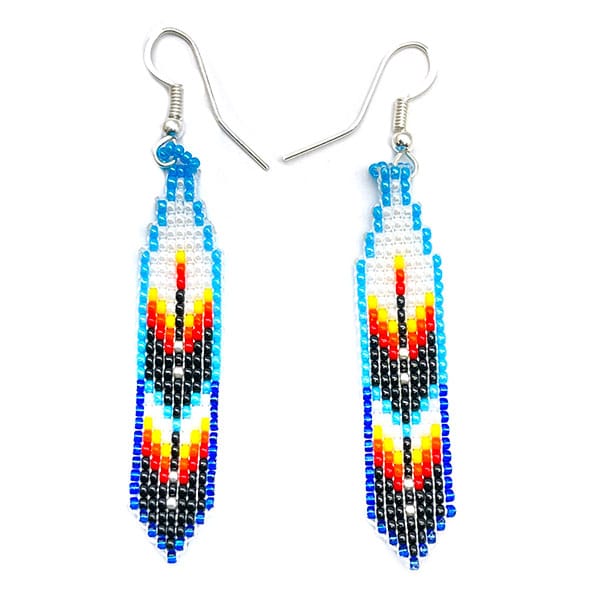 Beaded Double Feather Earring (click for main colors available)
