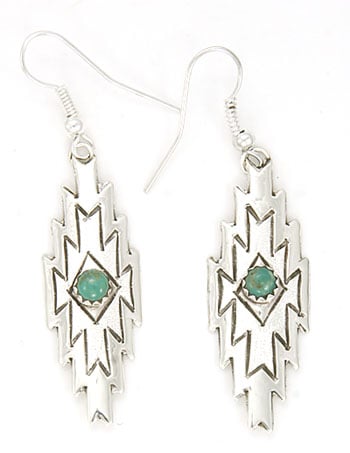 Silver Etched Turquoise Earrings (click for color shade available)