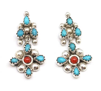 Turquoise & Coral Earring