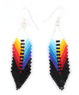 Beaded Feather Earrings (click for main colors available)