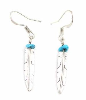 Feather Earrings with Turquoise