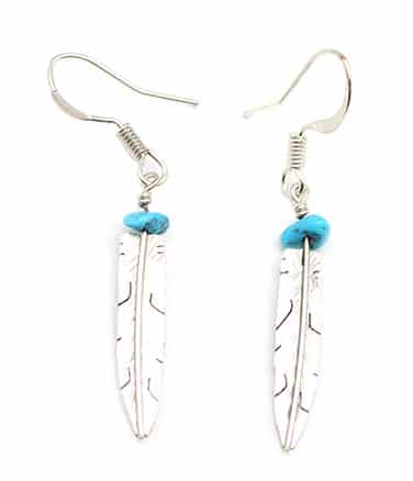 Feather Earrings with Turquoise
