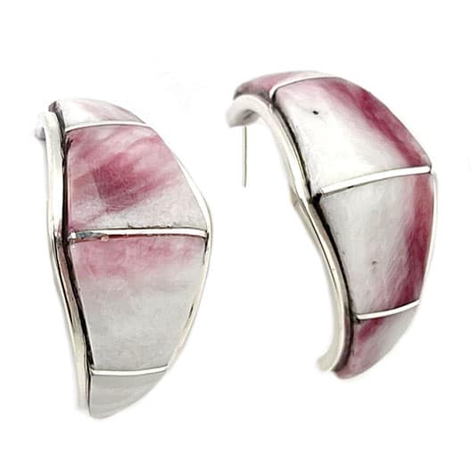 Purple Spiny Inlay Hoop Earrings (click for other colors available)