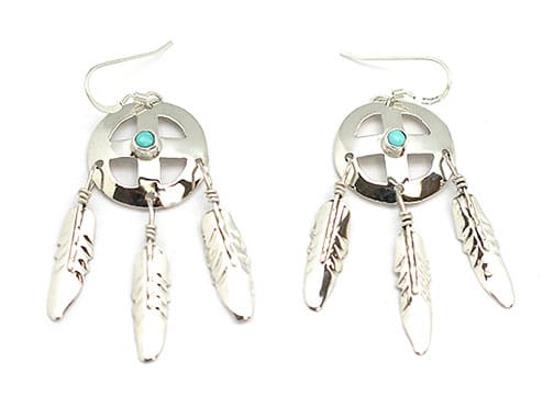 Turquoise Medicine Wheel Earring