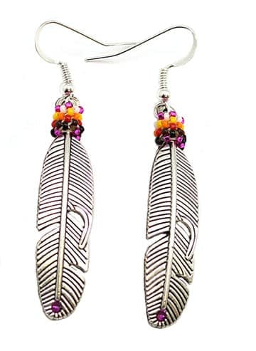 Beaded Feather Earring