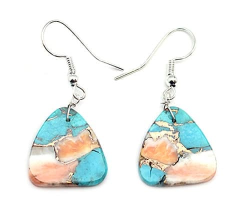 Turquoise / Spiny Slab Earrings