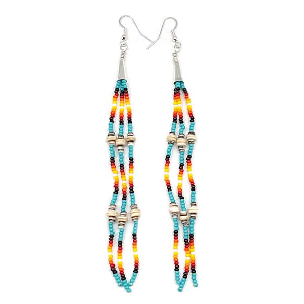 Seed Bead & Heishi Long Dangle Earrings