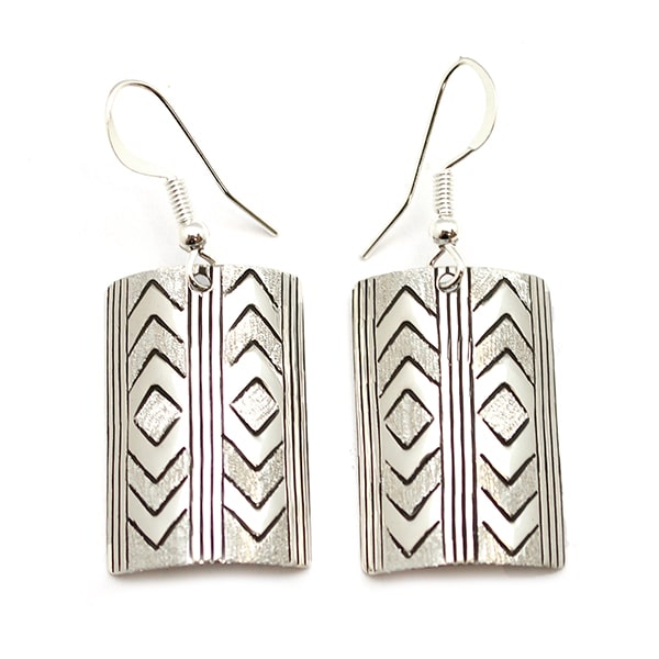 Silver Stamped & Etched Earring