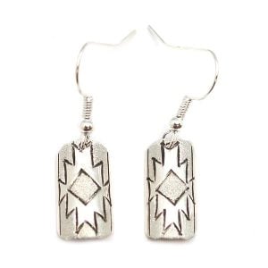 Small Silver Etched Dangle Earrings