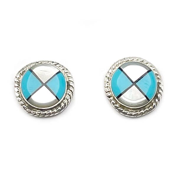 Zuni Turquoise & Shell Inlay Earrings