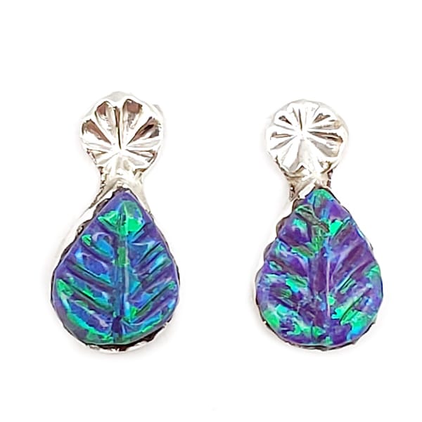 Small Leaf Opal Earrings