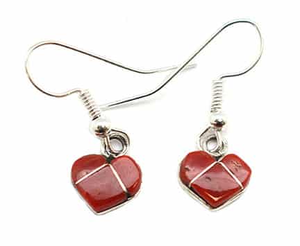 Coral Heart Dangle Earrings