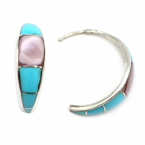 Zuni Inlay Hoop Earring