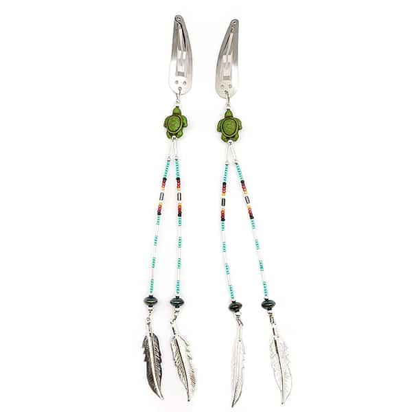 Barrette with Assorted Seed & Pewter Bead Dangles (click for designs available)