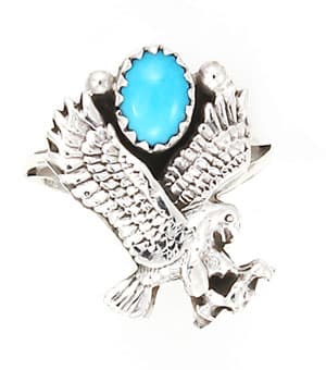 Turquoise & Eagle Ladies Ring
