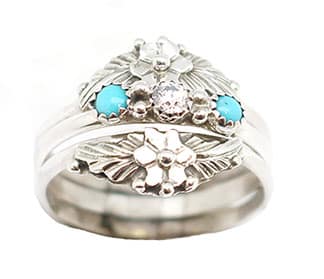Turquoise & CZ Ring Set