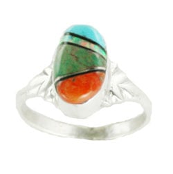 Multi Color Inlay Ladies Ring