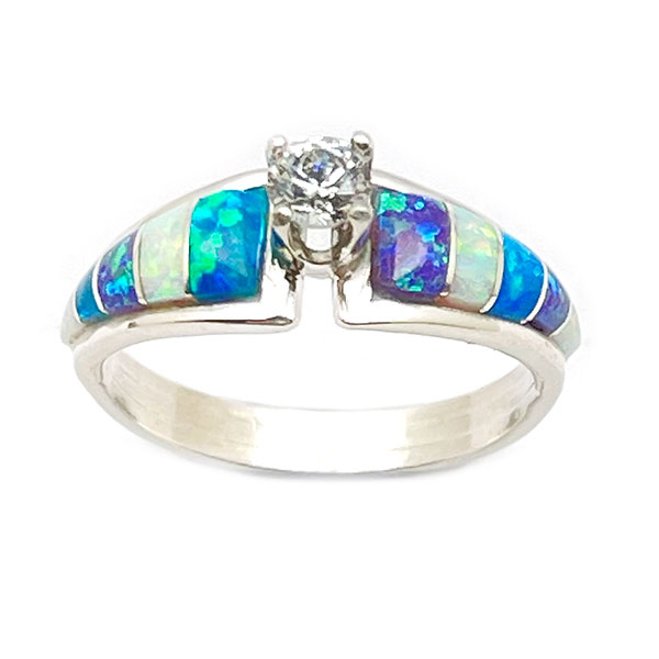 Inlay Opal CZ Ring