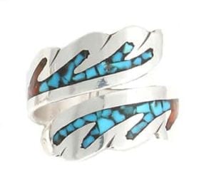 Turquoise and Coral Adjustable Ring (click for size range available)