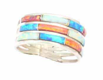 Inlay Multi Color Opal Ladies Ring