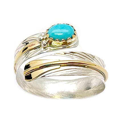 Adjustable Feather Turquoise Ladies Ring (click for other colors available)