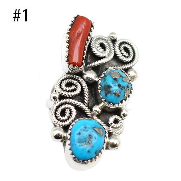 Turquoise & Coral Ladies Ring