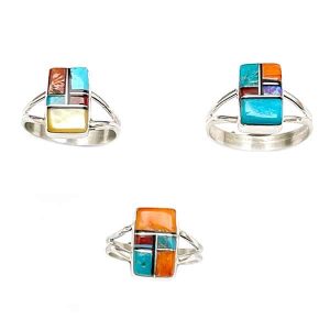 Multi Color Inlay Ladies Rings (click for sizes available)