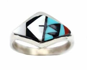 Multi Color Inlay Ladies Ring
