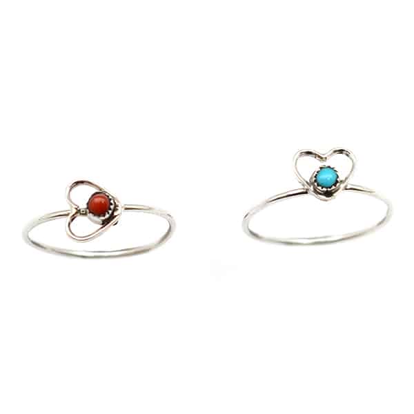 Turquoise or Coral Heart Rings