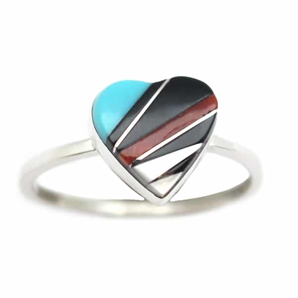 Multi Color Inlay Heart Ring