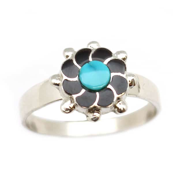 Inlay Flower Ladies Ring