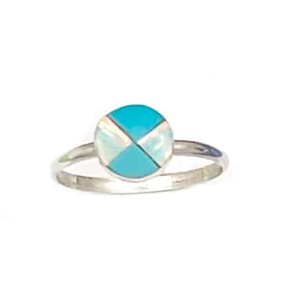 Round Checkered Inlay Women's Ring - Image 4