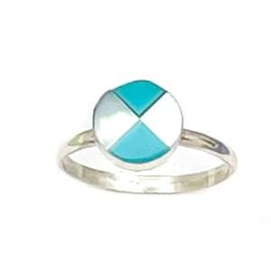 Round Checkered Inlay Ladies Ring (click for colors and sizes available)