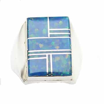 Opal Inlay Mens Ring