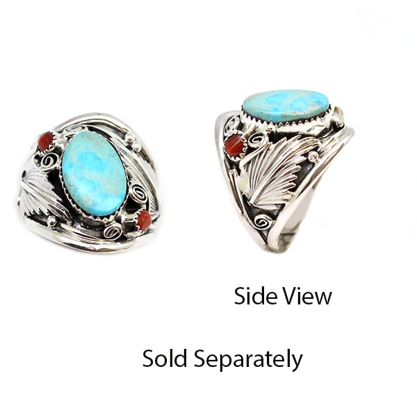 Turquoise and Coral Men's Ring